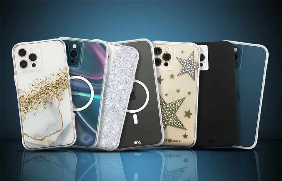 a variety of phone cases on table