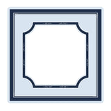 A square decorative frame or mat with a layered border design in navy blue and white, featuring a large blank white center and small script text along the inner border.
#color_classic carolina blue