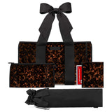 Set of 3 tortoiseshell printed bags for mahjong with bows on a white background
#color_tortoiseshell bow