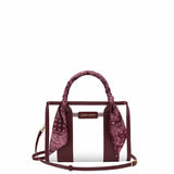 Clear stadium bag with burgundy straps and bandana scarf on strap
#color_mulberry twilly