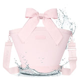 Pink bag with a large bow and water splashes on a white background
#color_ballet pink bow
