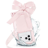 Pink phone case with a bow and water splash on a white background
#color_ballet pink bow