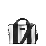 Silver bag with black straps on a white background
#color_silver chrome