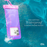 Purple waterproof floating phone pouch with pink top section, submerged in water. #color_purple paradise