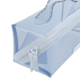 A light blue translucent plastic zippered pouch with a white zipper and a matching white ribbon pull, shown on a clean white background.
#color_carolina blue crochet wave