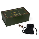CASE+MATE Mahjong jelly tiles set with a dark green presentation box, two dark brown jelly tiles, and a black drawstring pouch on a white background.
#color_tortoiseshell pearl edition