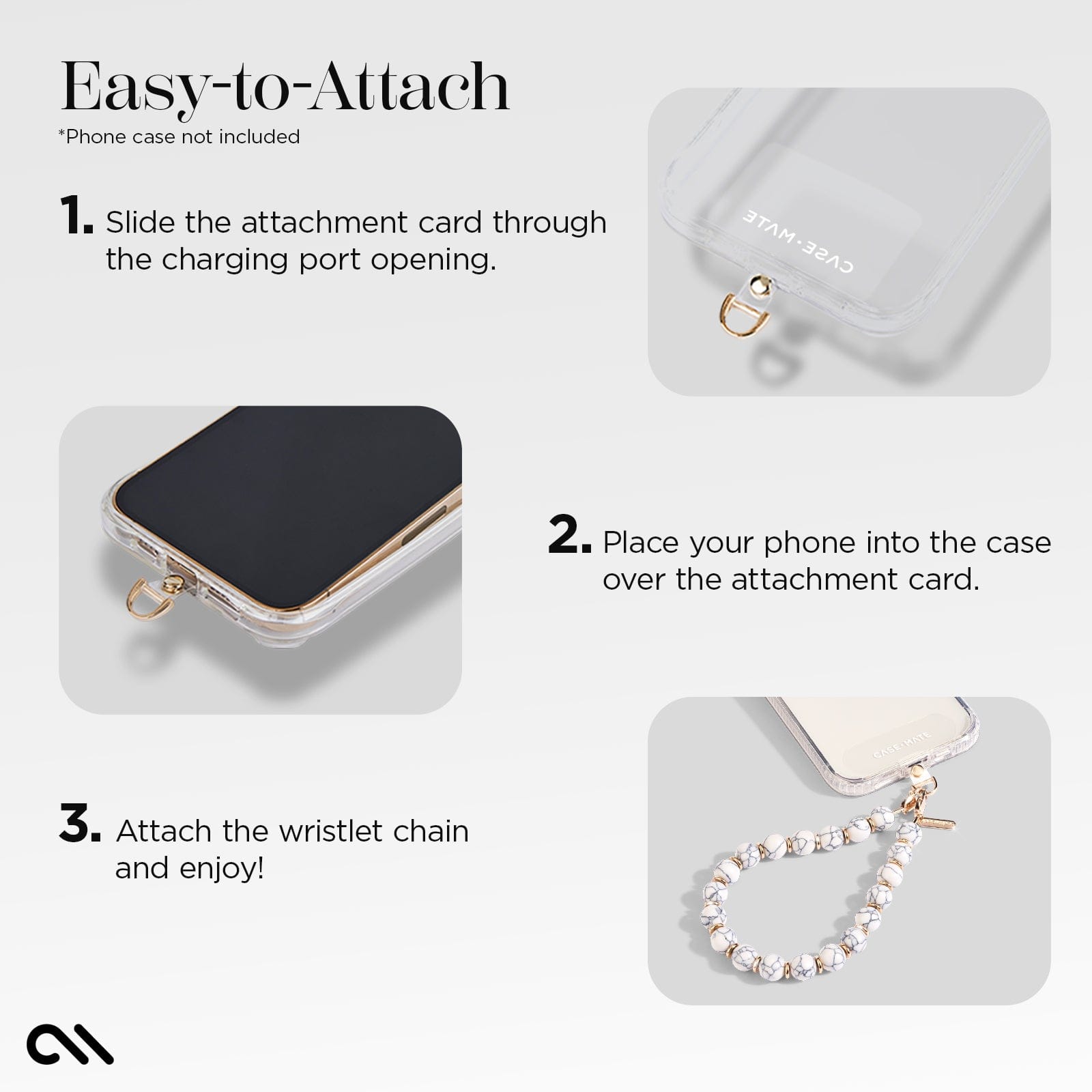 White Marble Phone Charm