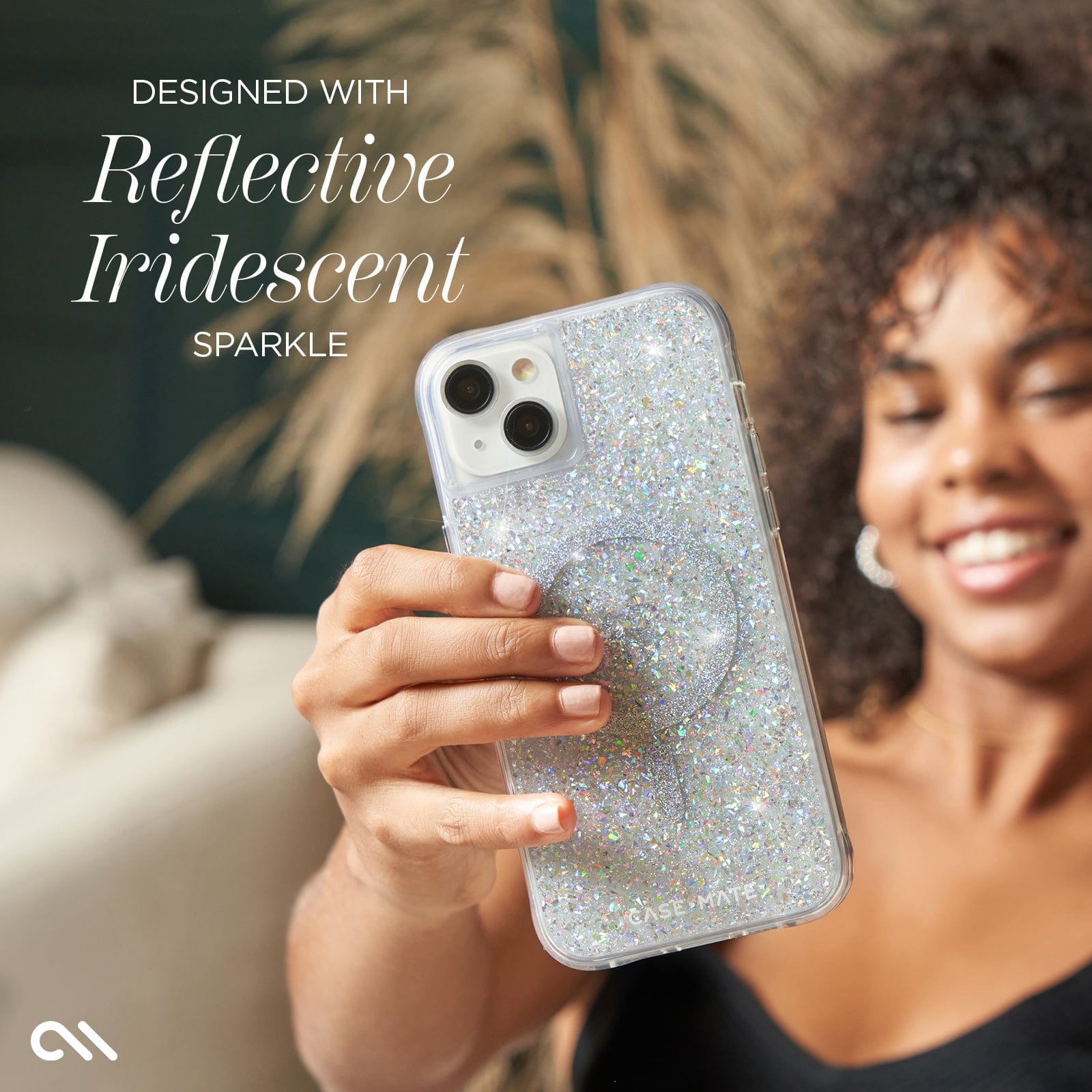 DESIGNED WITH REFLECTIVE IRIDESCENT SPARKLE