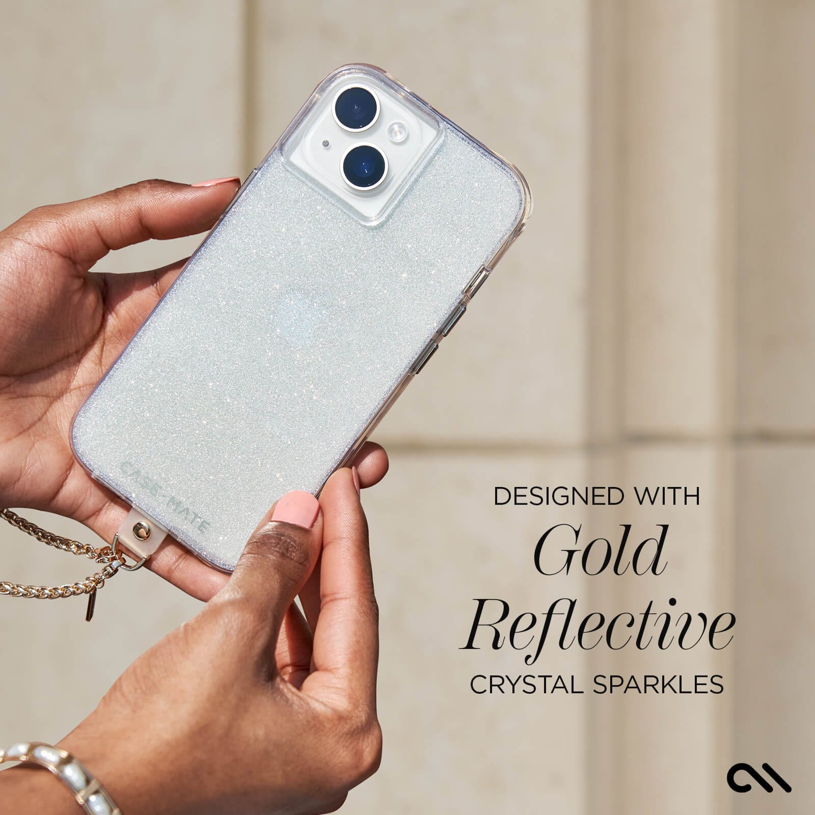 DESIGNED WITH GOLD REFLECTIVE CRYSTAL SPARKLES