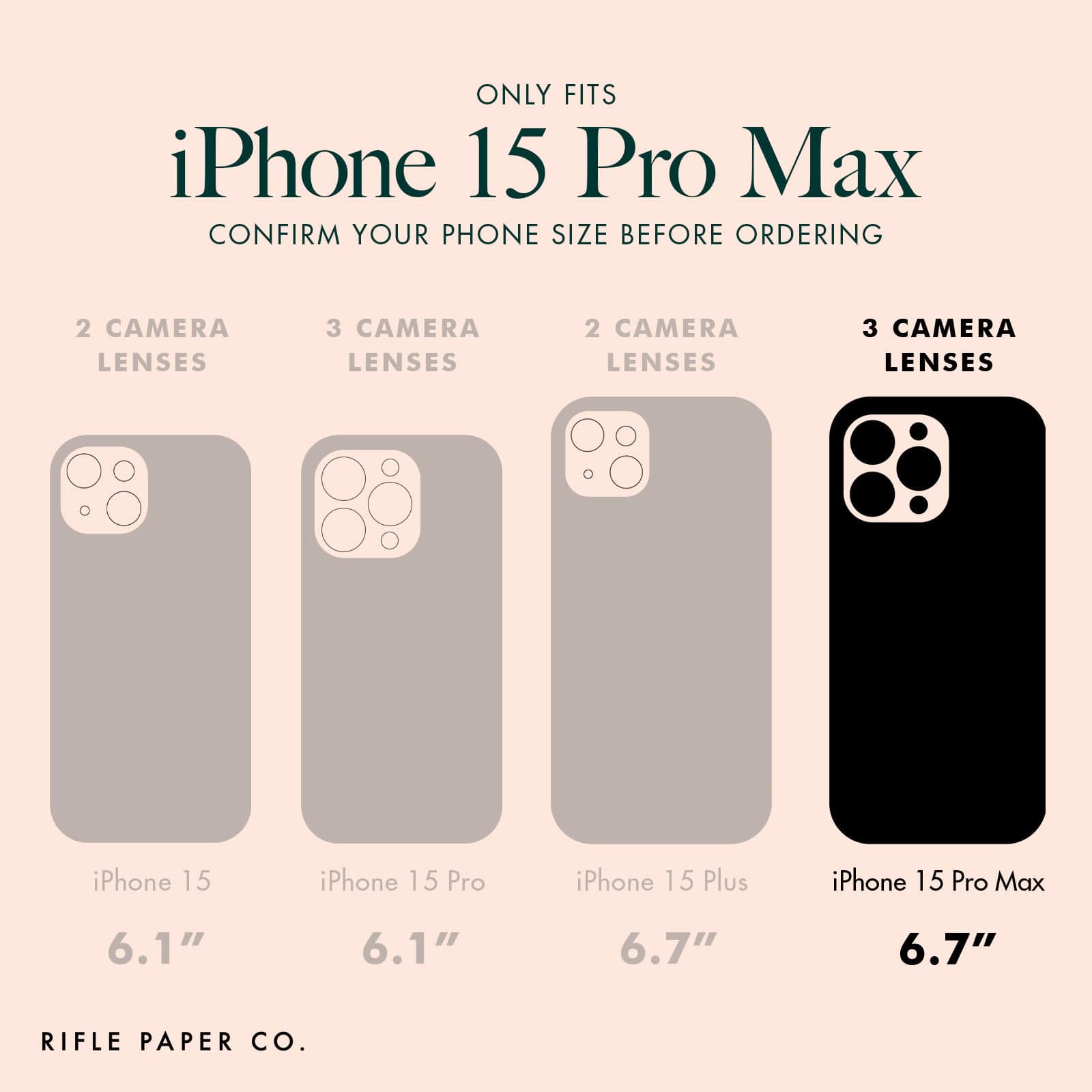ONLY FITS IPHONE 15 PRO MAX. CONFIRM YOUR PHONE SIZE BEFORE ORDERING