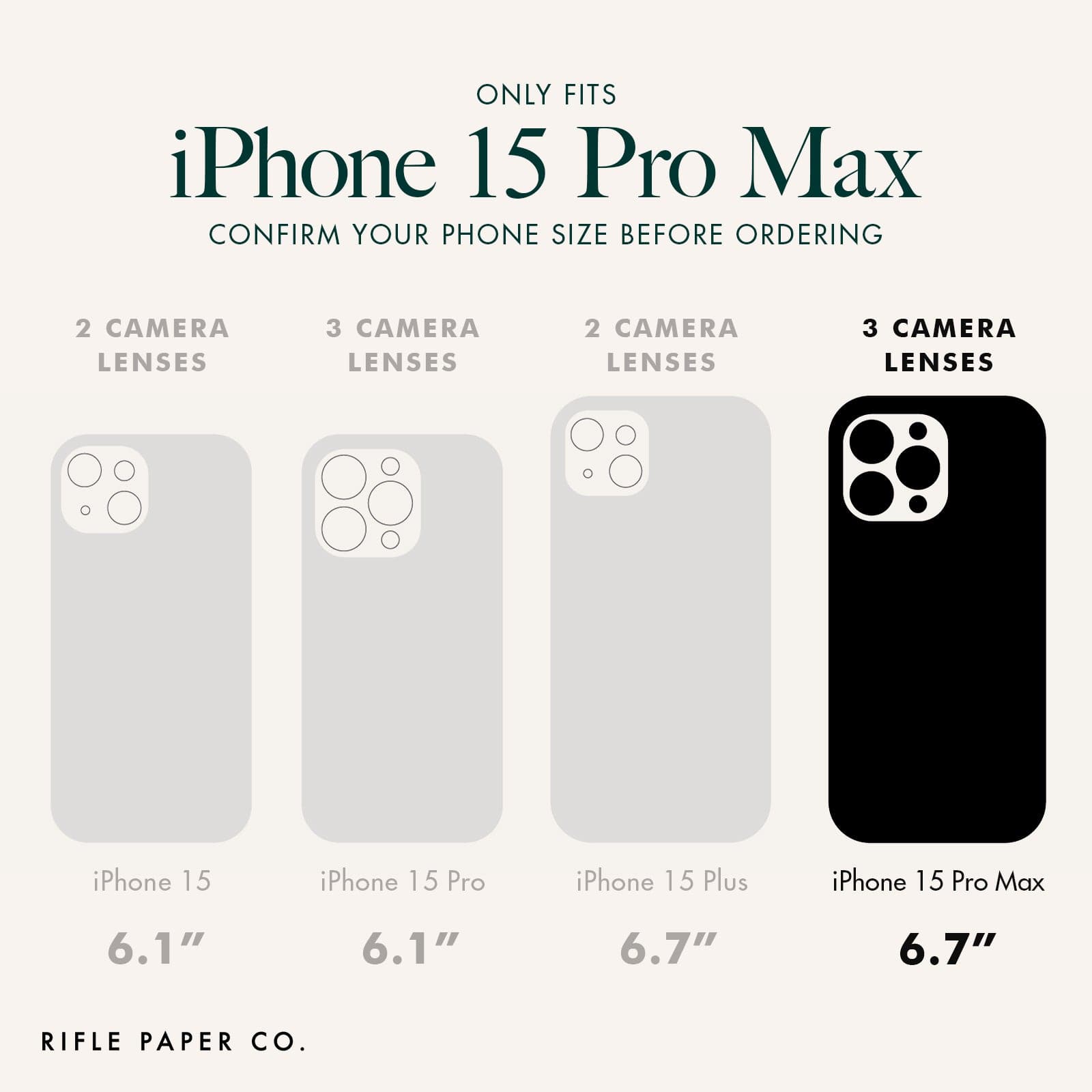 ONLY FITS IPHONE 15 PRO MAX. CONFIRM YOUR PHONE SIZE BEFORE ORDERING