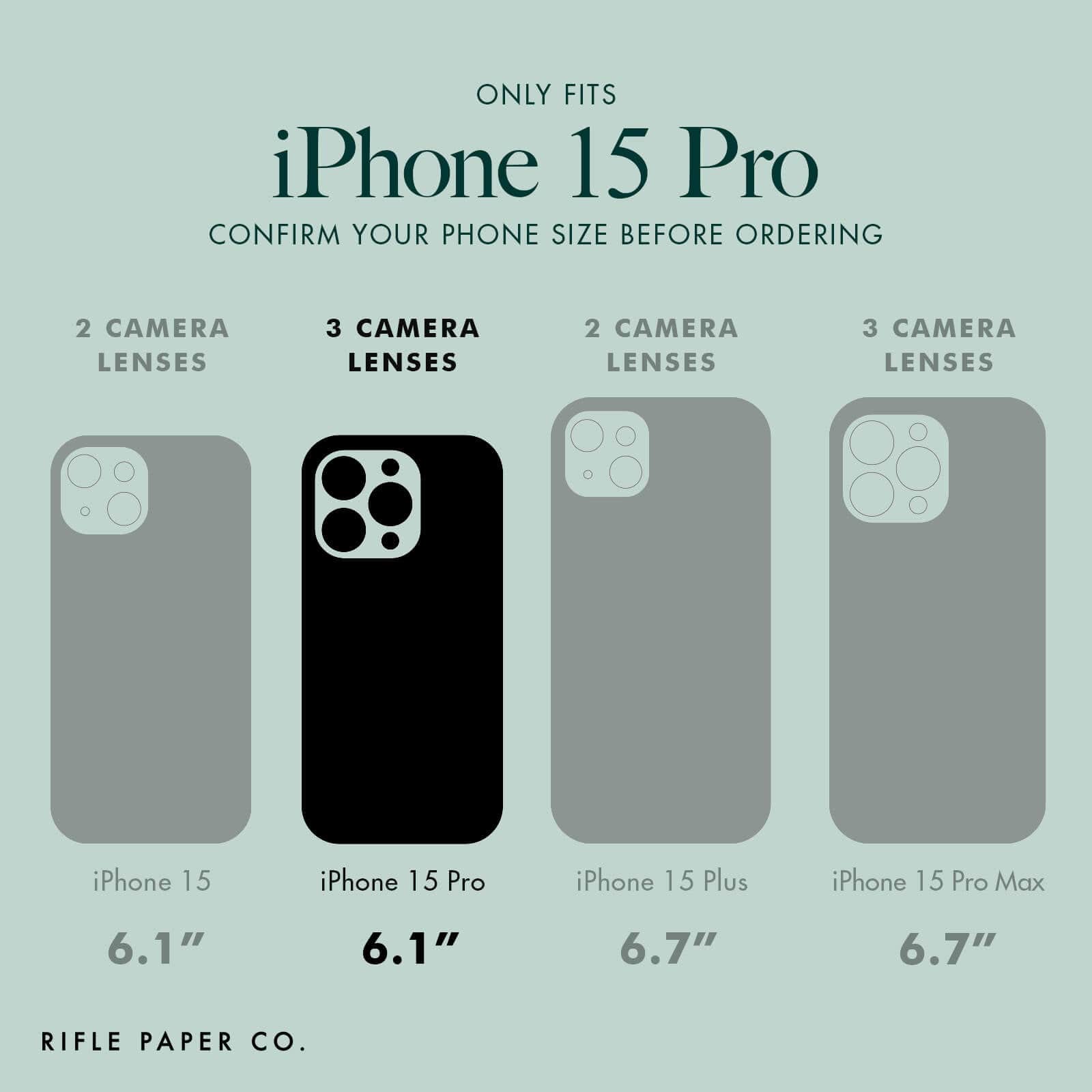 ONLY FITS IPHONE 15 PRO. CONFIRM YOUR PHONE SIZE BEFORE ORDERING