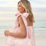 Woman with ballet pink bow jelly tote at the beach #color_ballet pink bow