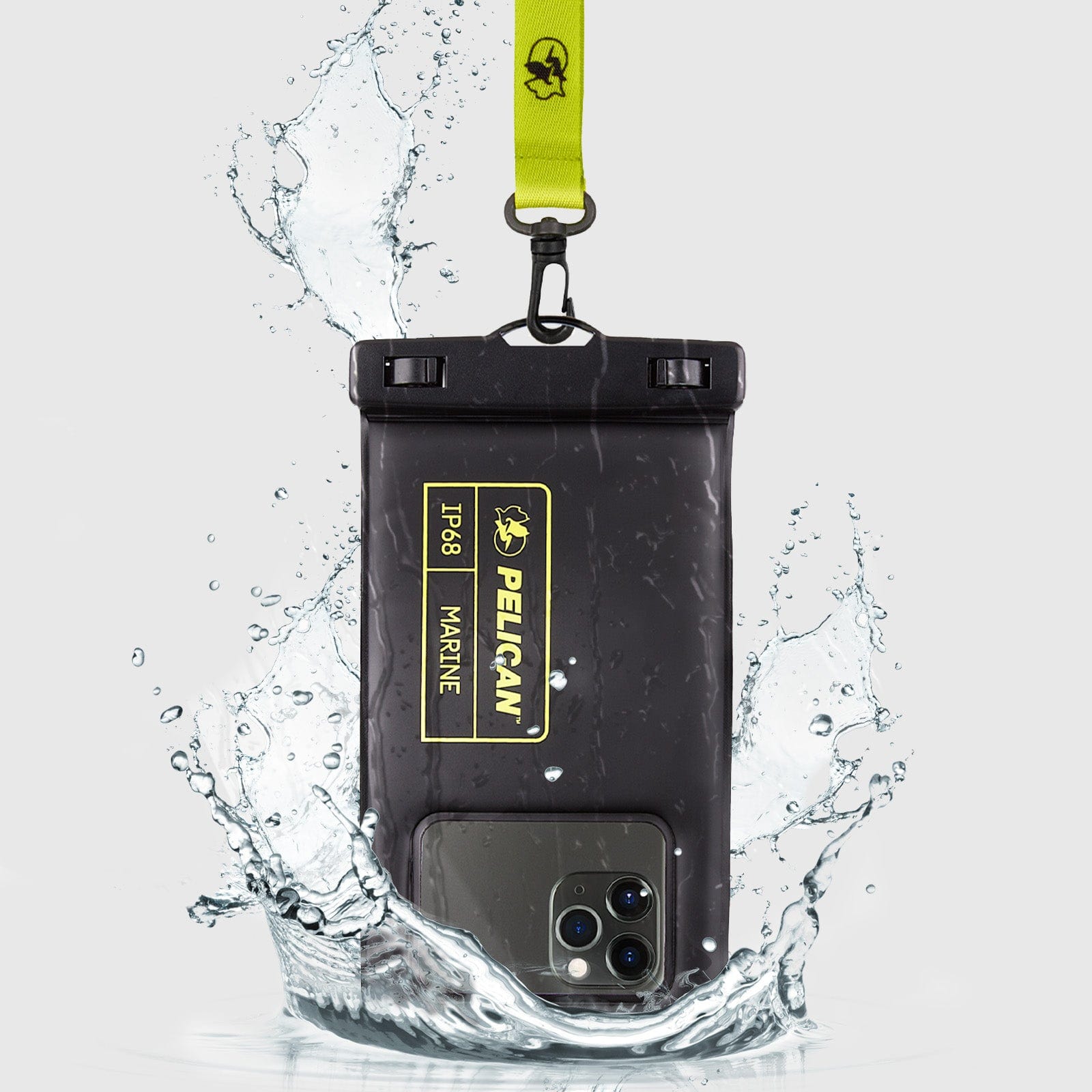 Pelican Marine Waterproof Floating Pouch (Black/Hi Vis Yellow)- Phone Pouch'