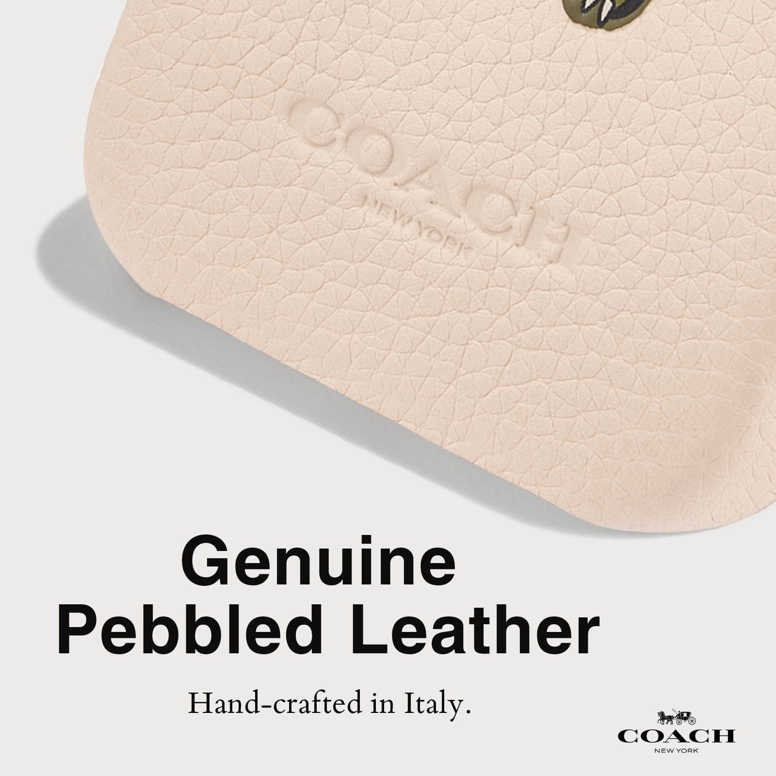GENUINE PEBBLED LEATHER. HAND-CRAFTED IN ITALY.