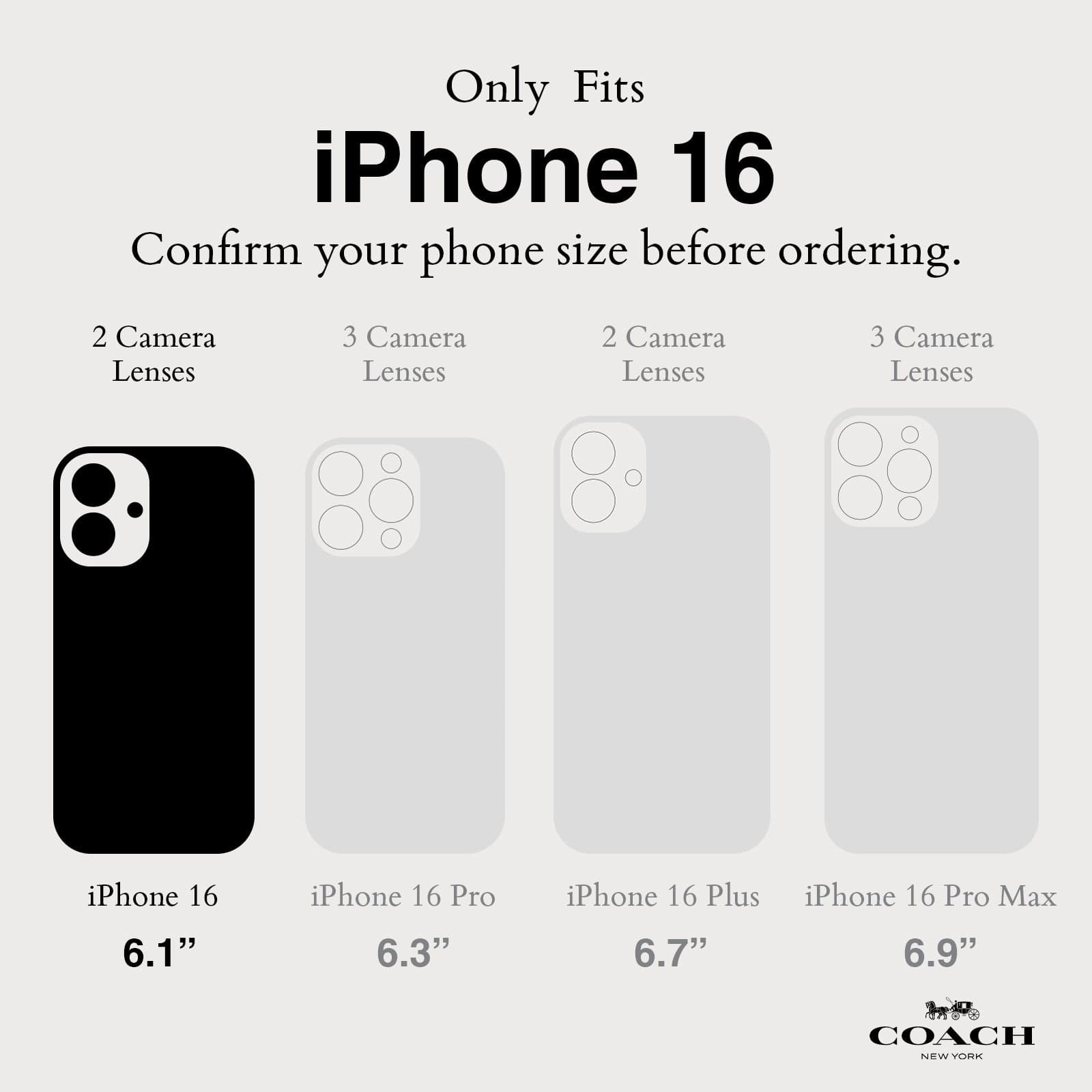 ONLY FITS IPHONE 16. CONFIRM YOUR PHONE SIZE BEFORE ORDERING. MADE FOR IPHONE 16, 6.1" SCREEN