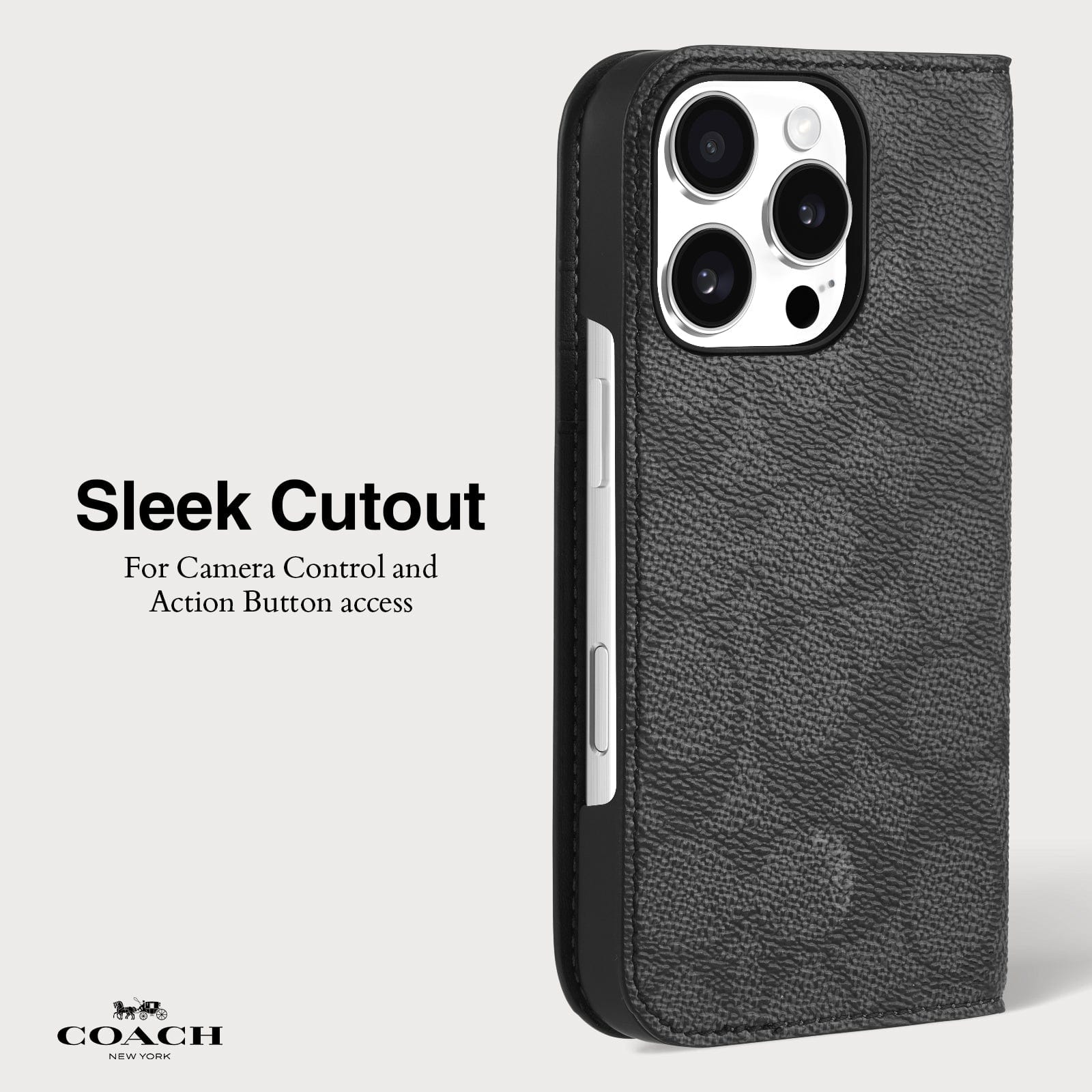 SLEEK CUTOUT FOR CAMERA CONTROL AND ACTION BUTTON ACCESS