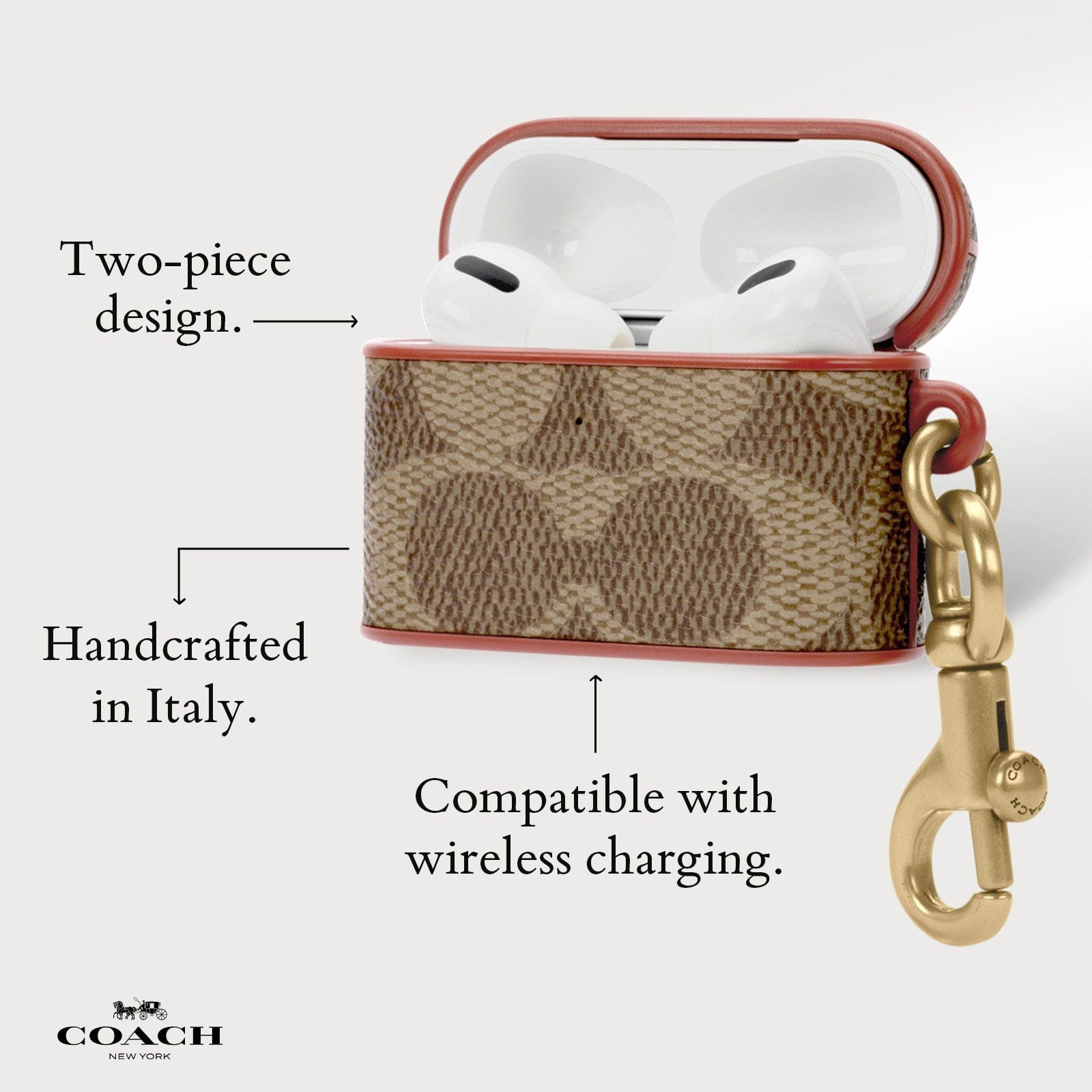 TWO PIECE DESIGN. HAND CRAFTED IN ITALY. COMPATIBLE WITH WIRELESS CHARGING