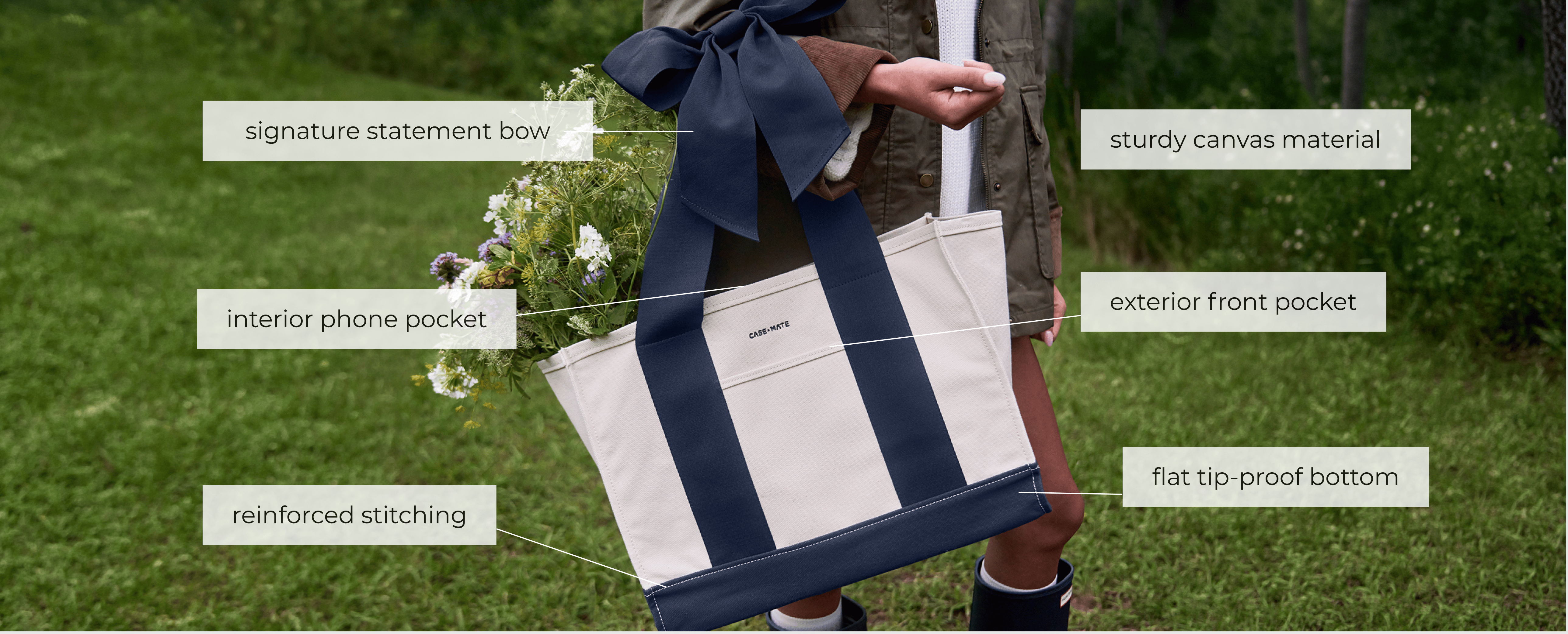 Tote organizer features