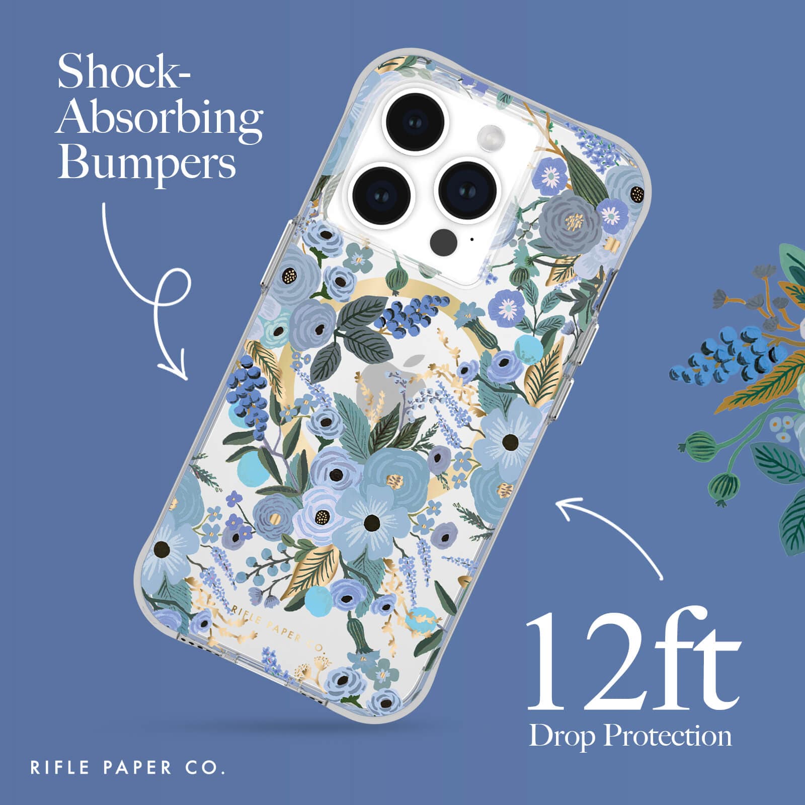 SHOCK ABSORBING BUMPERS. 12 FT DROP PROTECTION.