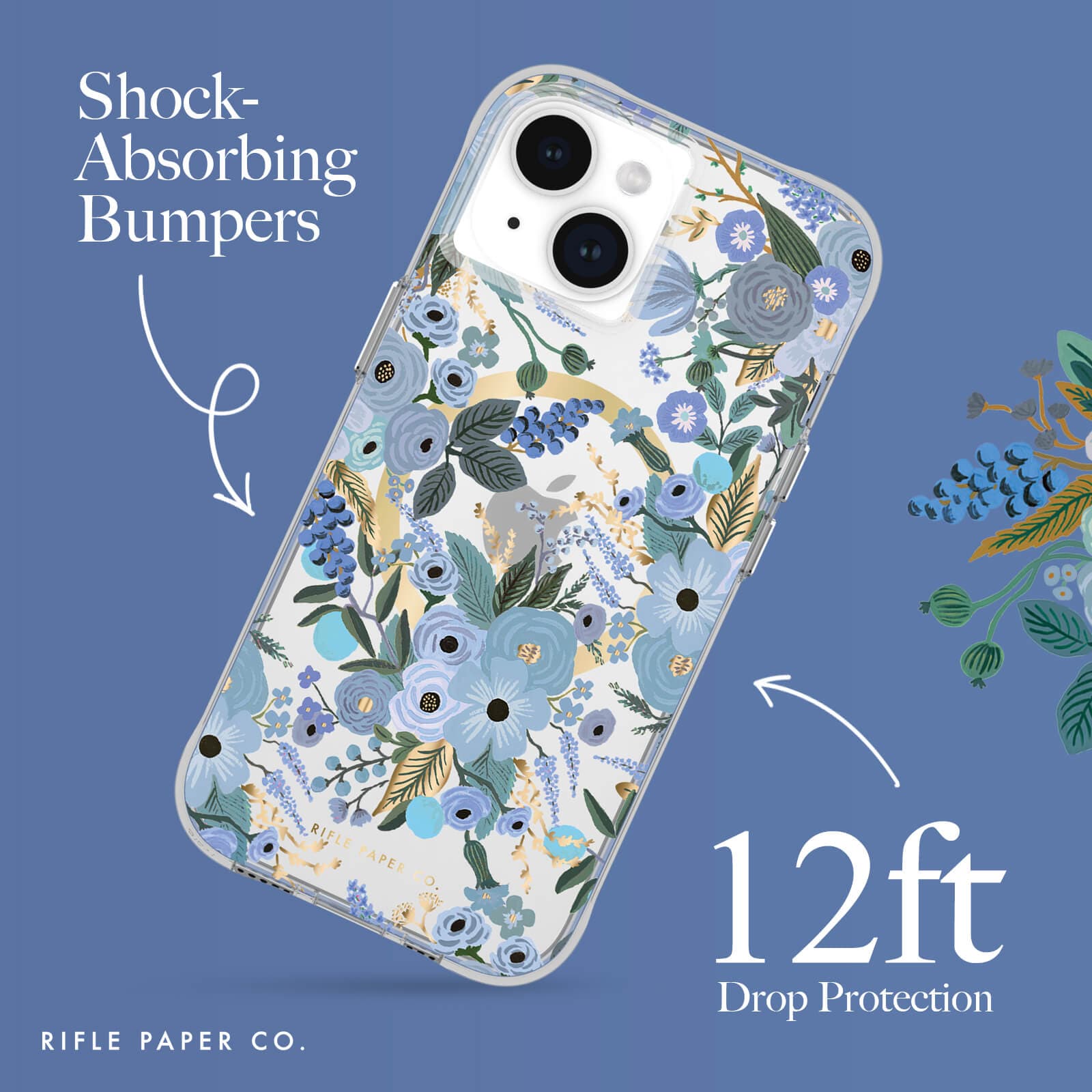SHOCK ABSORBING BUMPERS. 12 FT DROP PROTECTION.