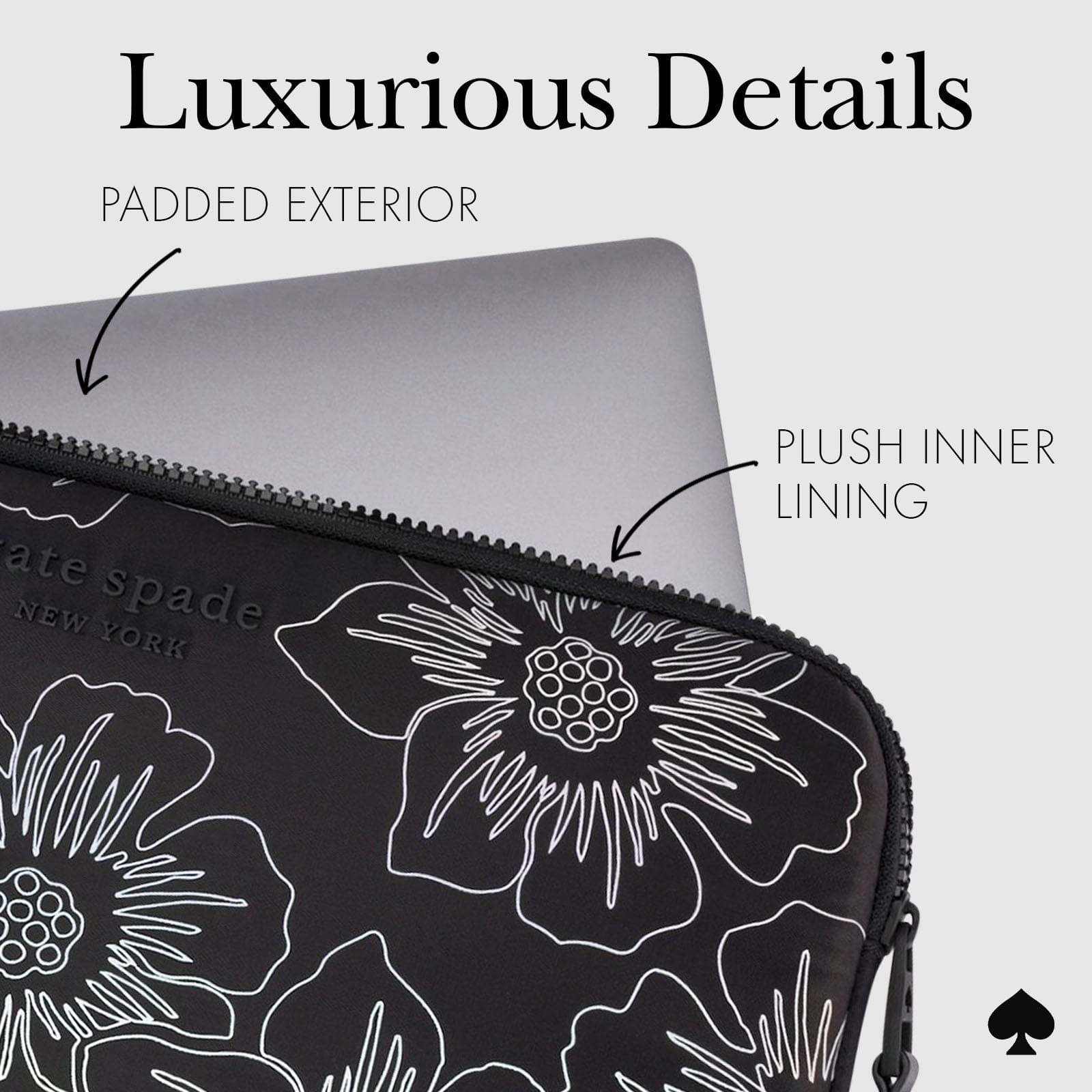 LUXURIOUS DETAILS. PADDED EXTERIOR. PLUSH INNER LINING