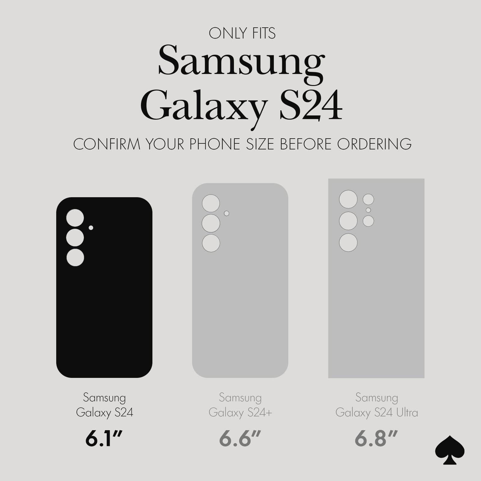 ONLY FITS SAMSUNG GALAXY S24. CONFIRM YOUR PHONE SIZE BEFORE ORDERING