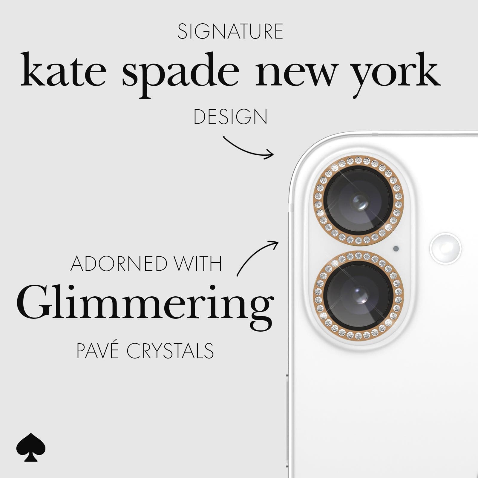 kate spade new york Aluminum Ring Camera Lens Protector Set in Stone - iPhone 16 / 16 Plus