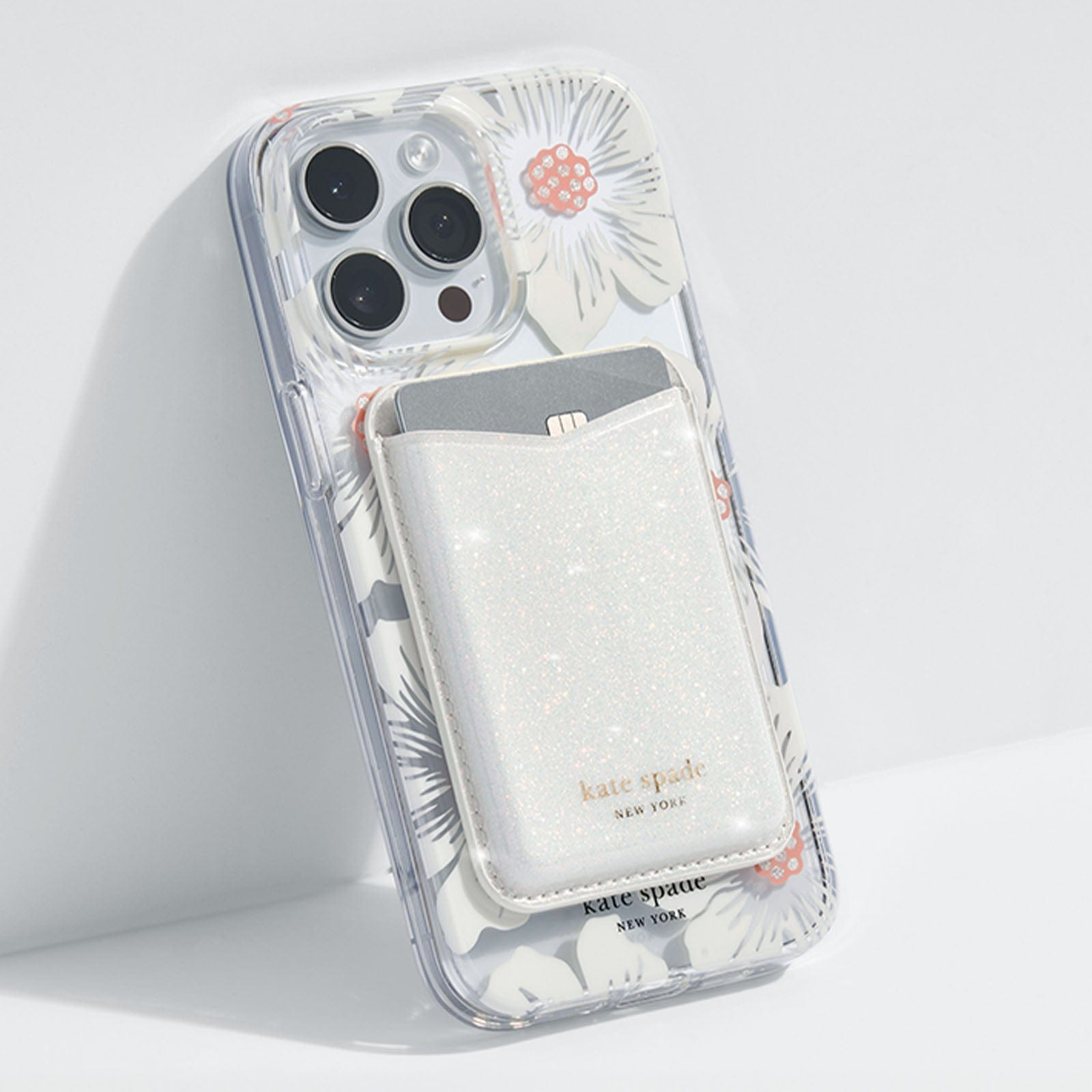 kate spade White Glitter MagSafe Wallet