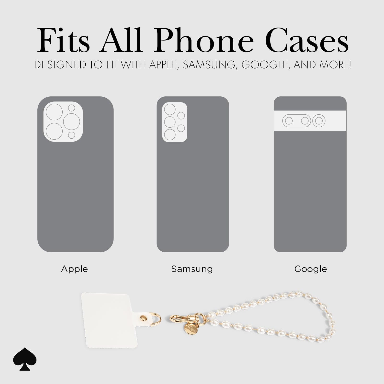 FITS ALL PHONE CASES. DESIGNED TO FIT WITH APPLE, SAMSUNG, GOOGLE AND MORE!