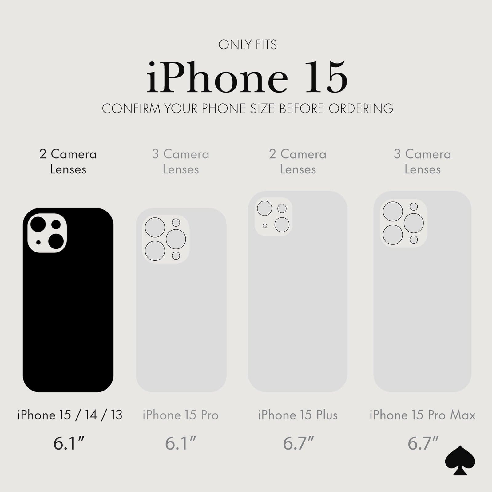 ONLY FITS IPHONE 15. CONFIRM YOUR PHONE SIZE BEFORE ORDERING