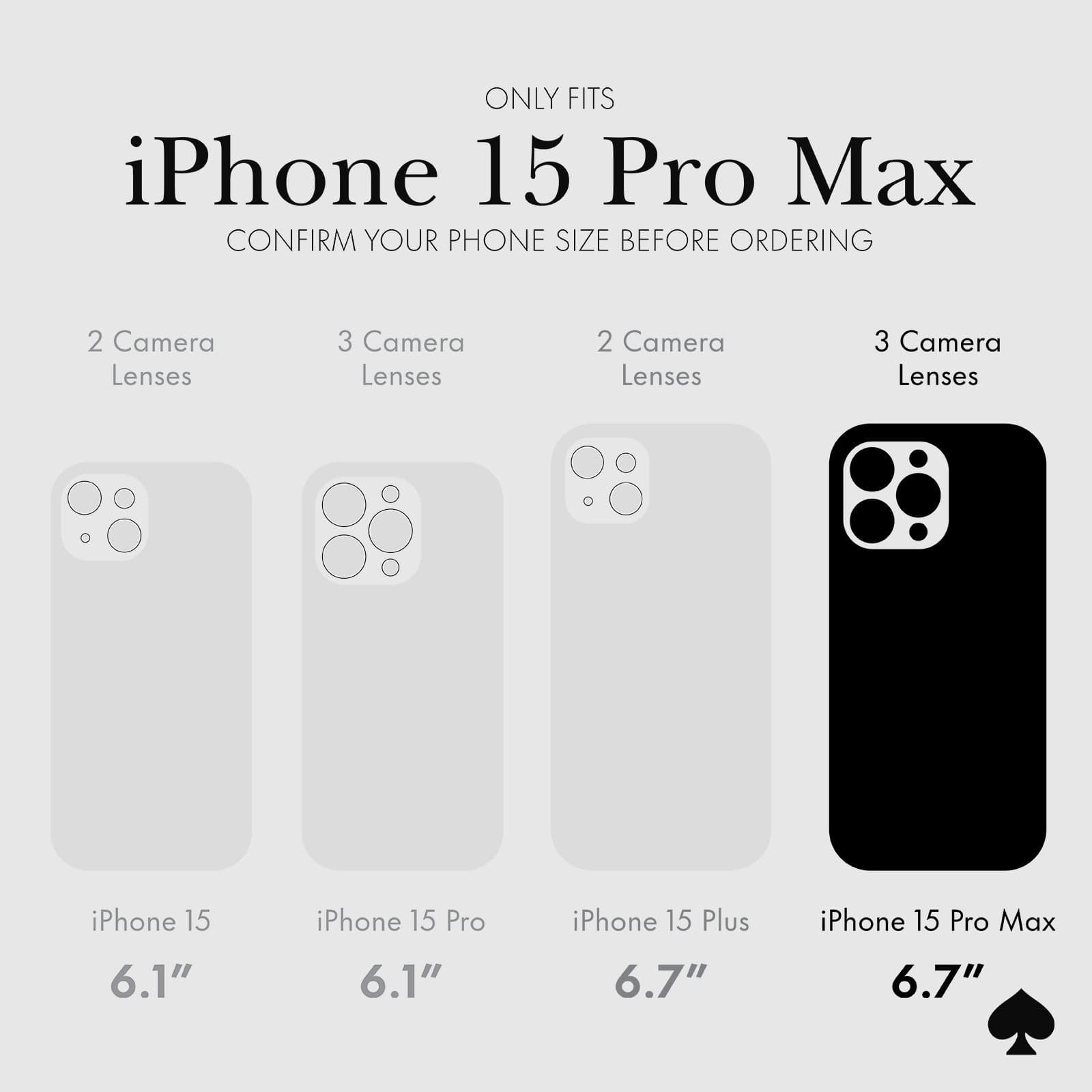 ONLY FITS IPHONE 15 PRO MAX. CONFIRM YOUR PHONE SIZE BEFORE ORDERING