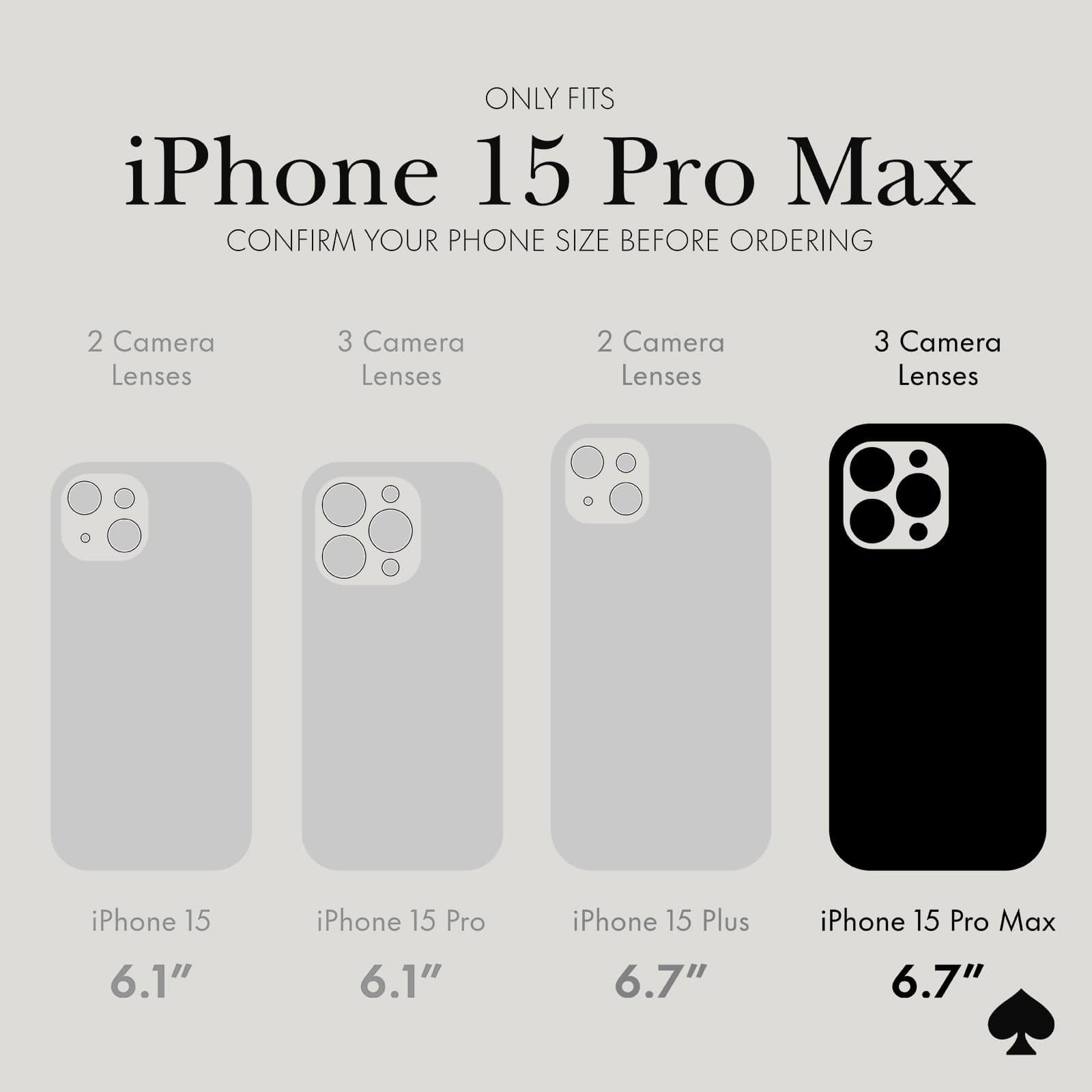 ONLY FITS IPHONE 15 PRO MAX. CONFIRM YOUR PHONE SIZE BEFORE ORDERING