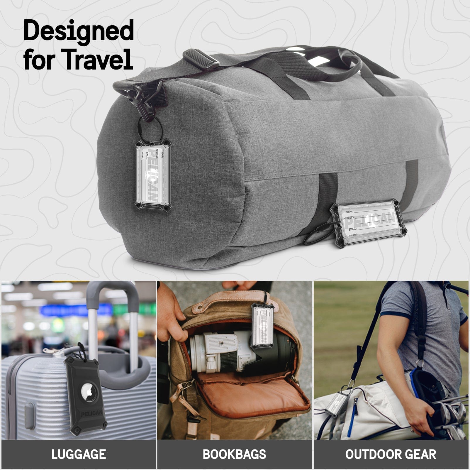 DESIGNED FOR TRAVEL. LUGGAGE, BOOKBAGS, OUTDOOR GEAR.