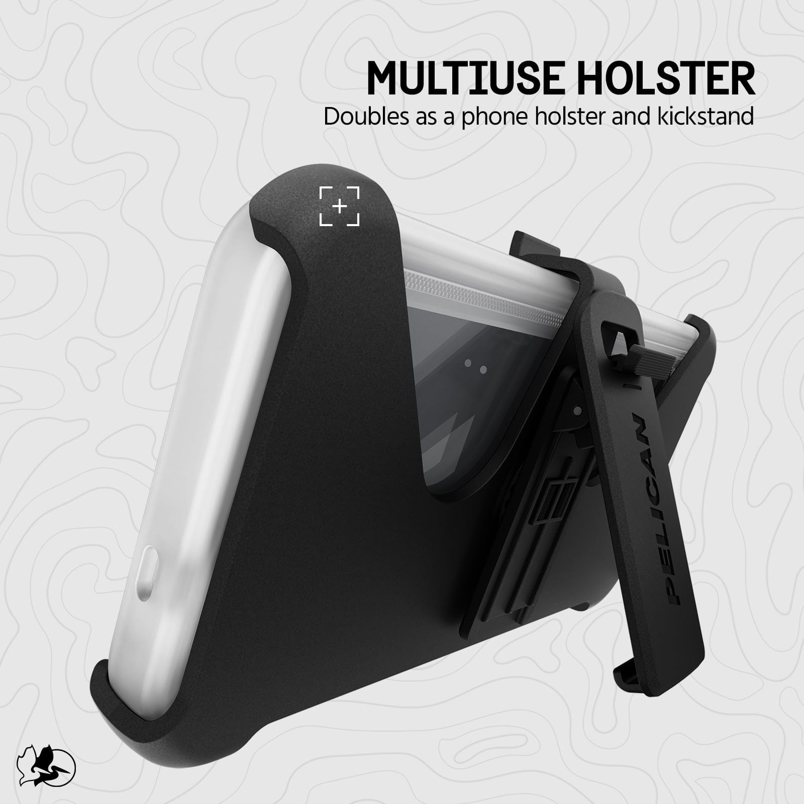 MULTIUSE HOLSTER. DOUBLES AS A PHONE HOLSTER AND KICKSTAND