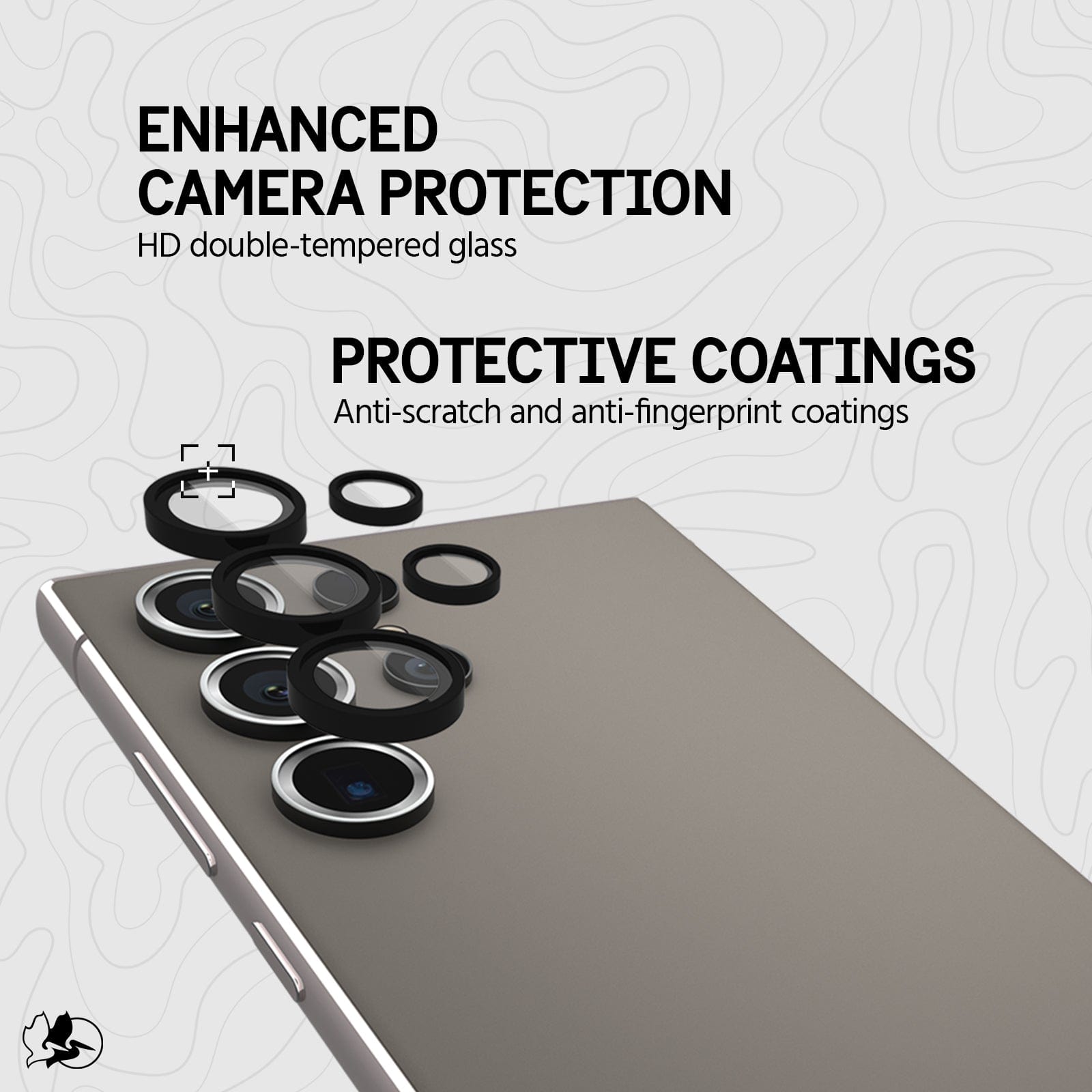 ENHANCED CAMERA PROTECTION HD DOUBLE-TEMPERED GLASS. PROTECTIVE COATINGS ANTI-SCRATCH AND ANTI-FINGERPRINT COATINGS