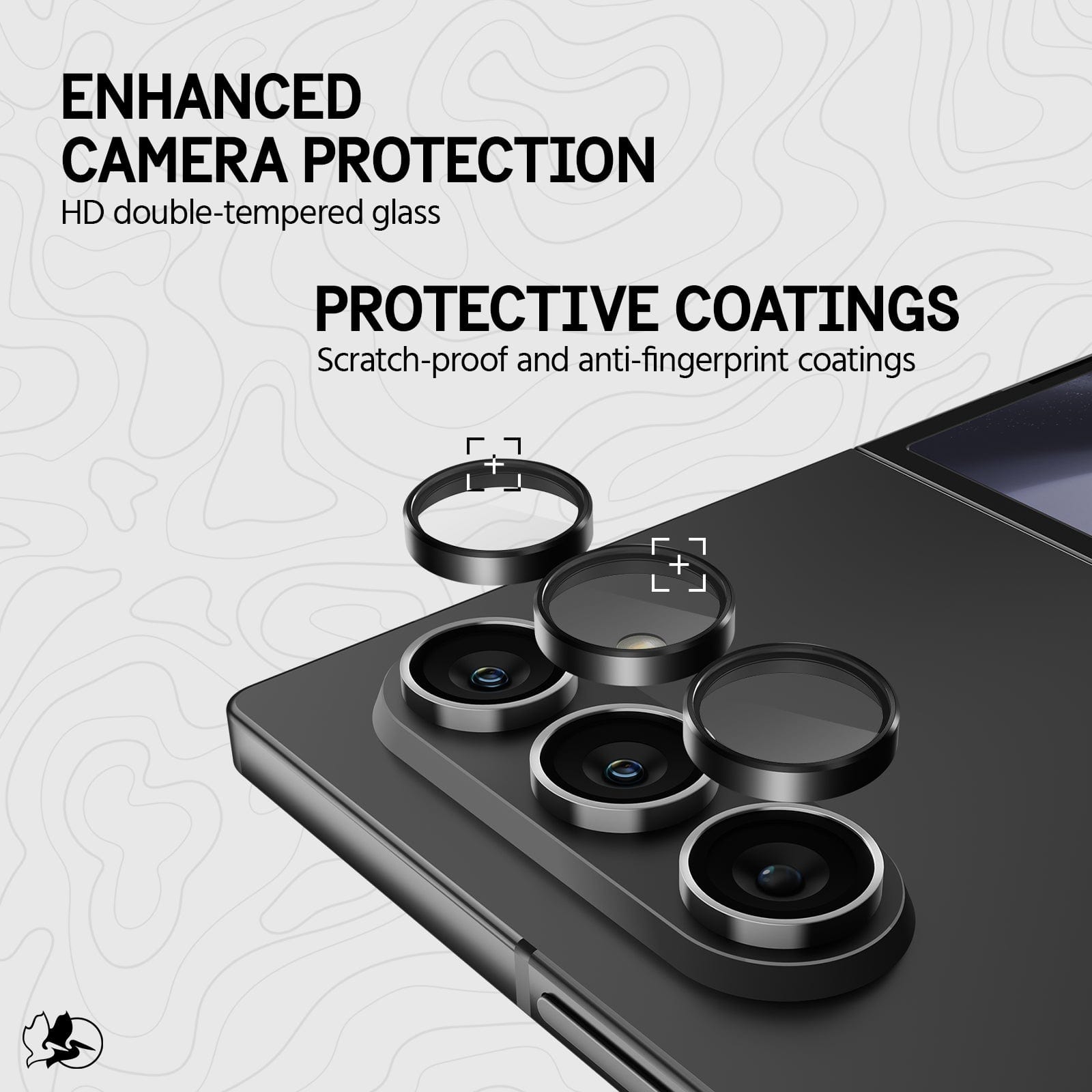 ENHANCED CAMERA PROTECTION. HD DOUBLE-TEMPERED GLASS. PROTECTIVE COATINGS. SCRATCH-PROOF AND ANTI-FINGERPRINT COATINGS