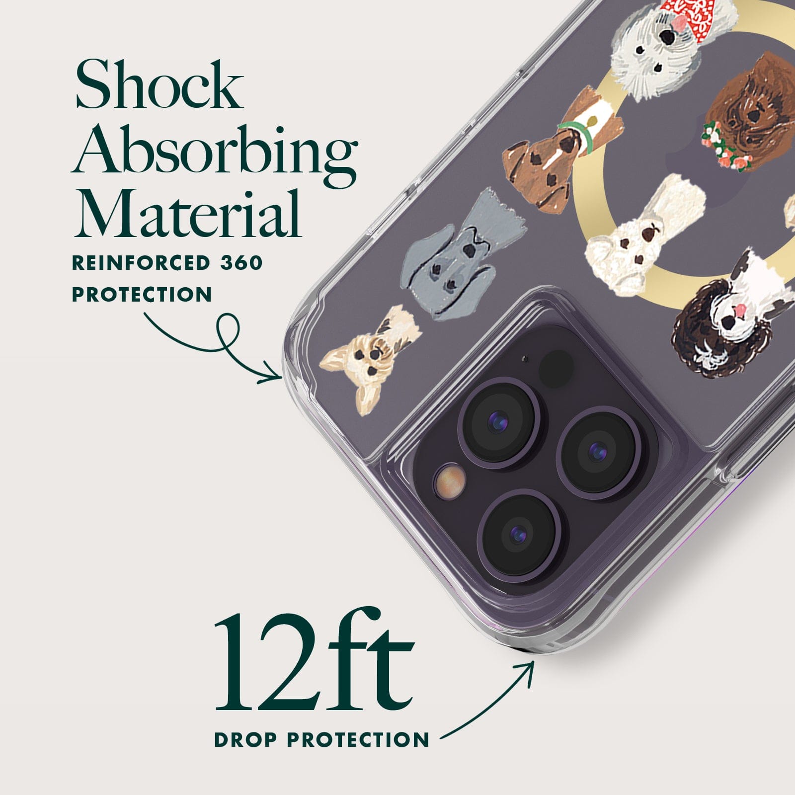 SHOCK ABSORBING MATERIAL REINFORCED 360 DEGREE PROTECTION. 12 FT DROP PROTECTION.