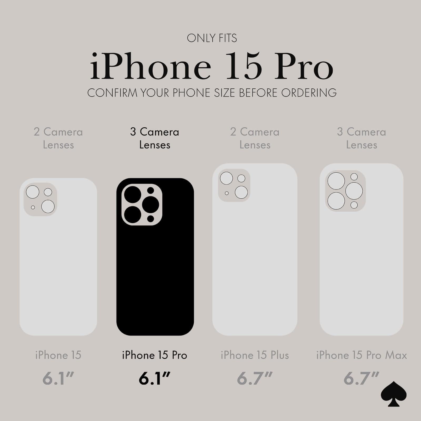 ONLY FITS IPHONE 15 PRO. CONFIRM YOUR PHONE SIZE BEFORE ORDERING