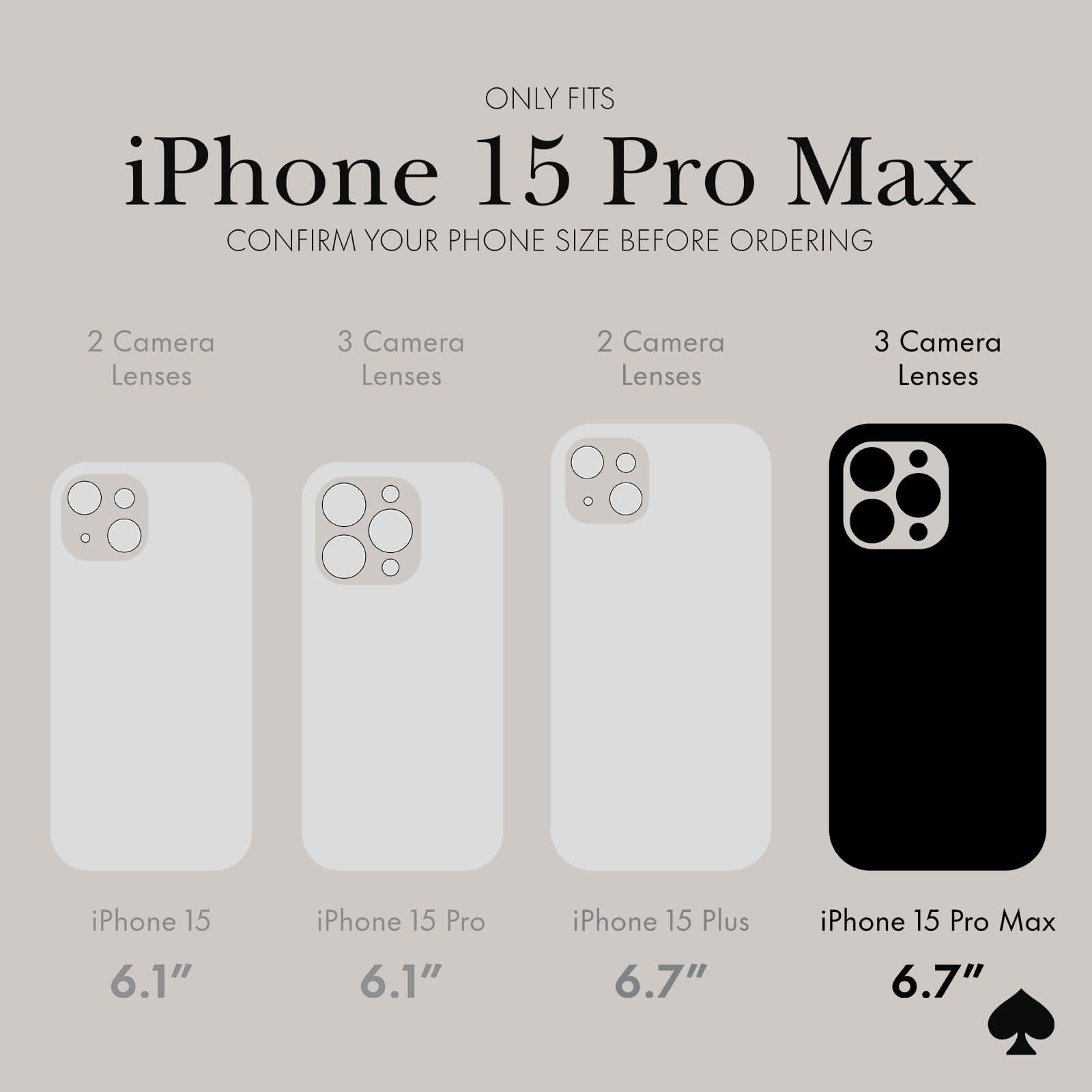 ONLY FITS IPHONE 15 PRO MAX. CONFIRM YOUR PHONE SIZE BEFORE ORDERING