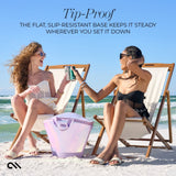 TIP-PROOF. THE FLAT, SLIP RESISTANT BASE KEEPS IT STEADY WHEREVER YOU SET IT DOWN #color_iridescent