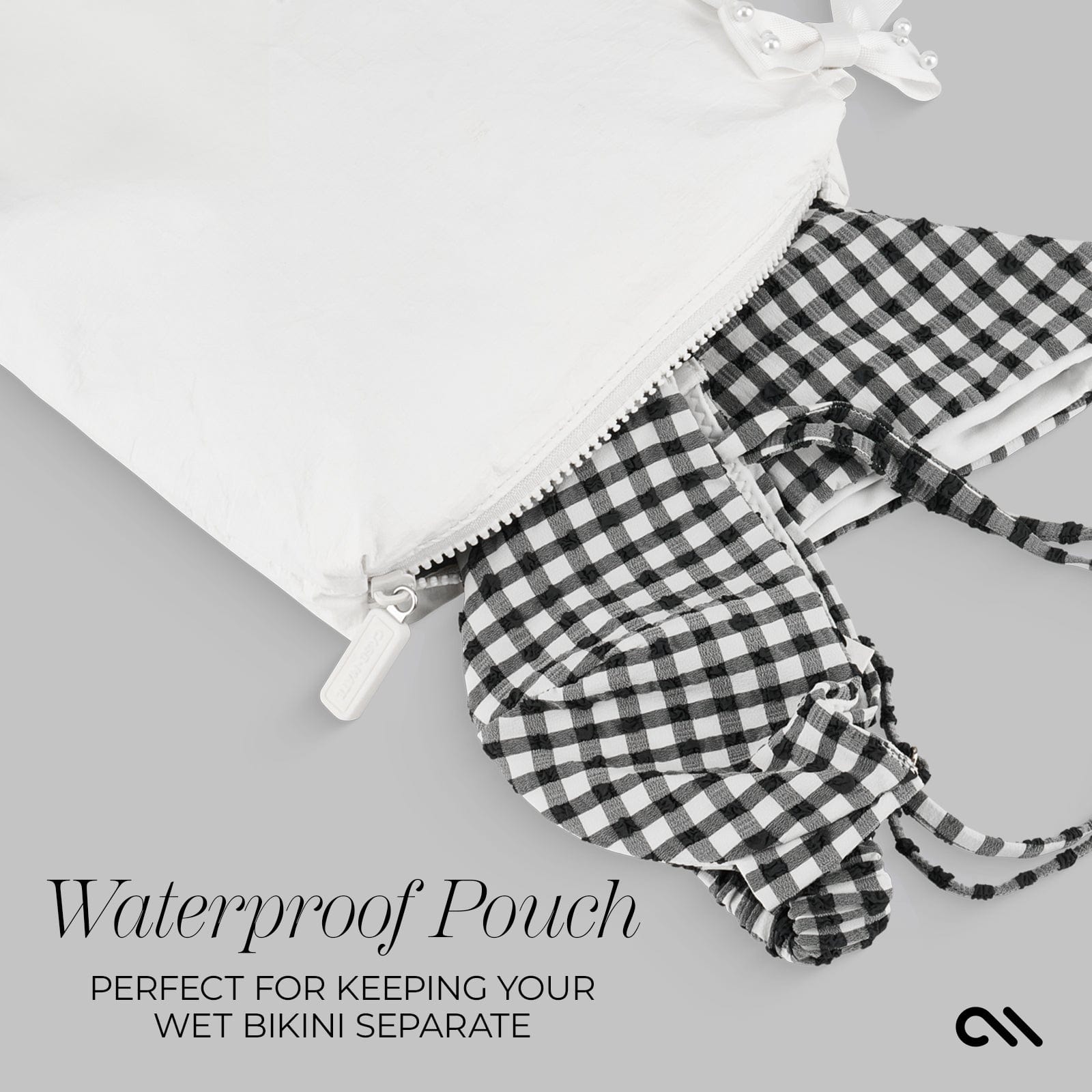 WATERPROOF POUCH PERFECT FOR KEEPING YOUR BIKINI SEPARATE #color_ivory pearl bow