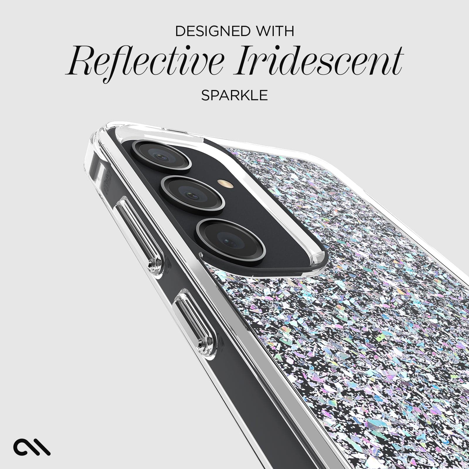 DESIGNED WITH REFLECTIVE IRIDESCENT SPARKLE