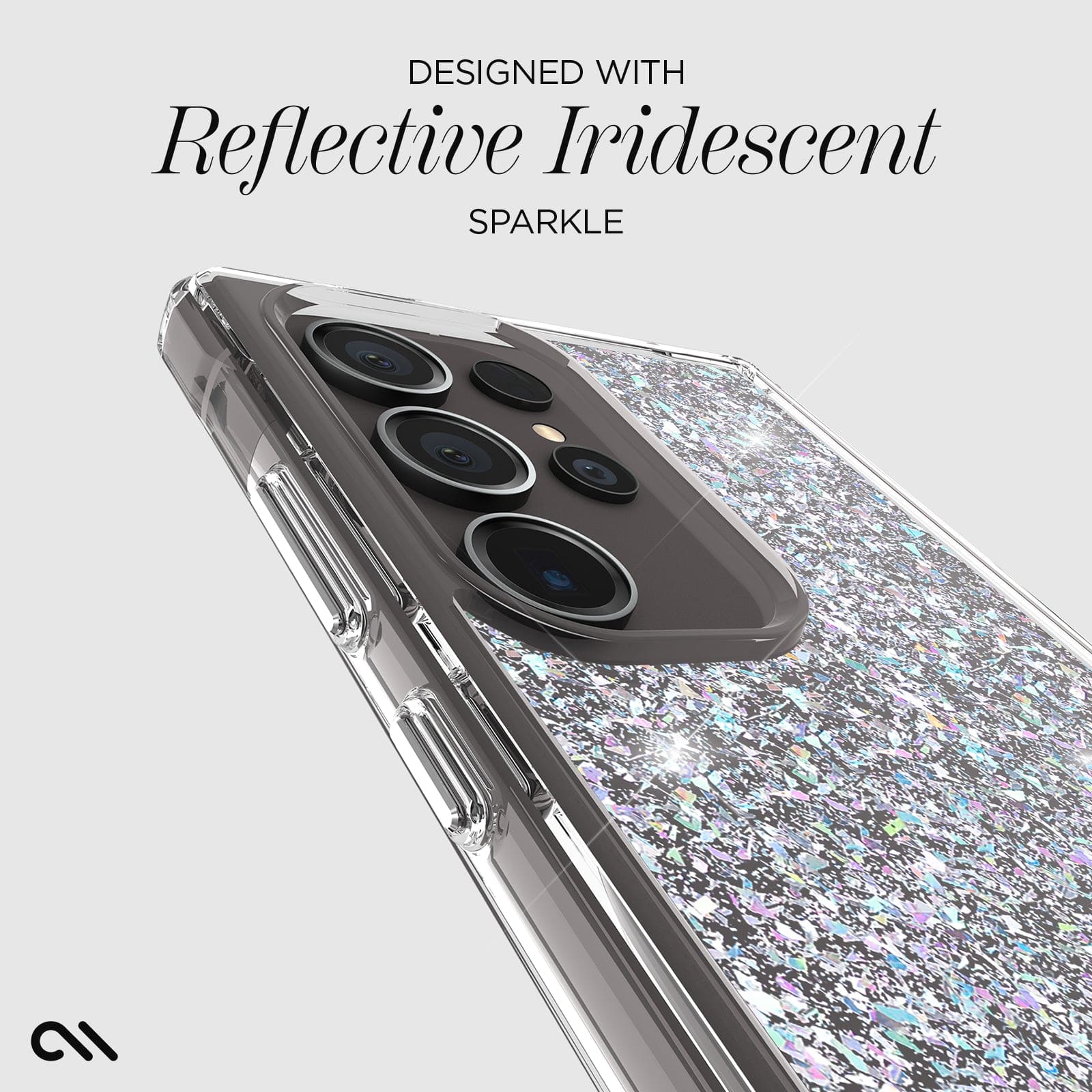 DESIGNED WITH REFLECTIVE IRIDESCENT SPARKLE