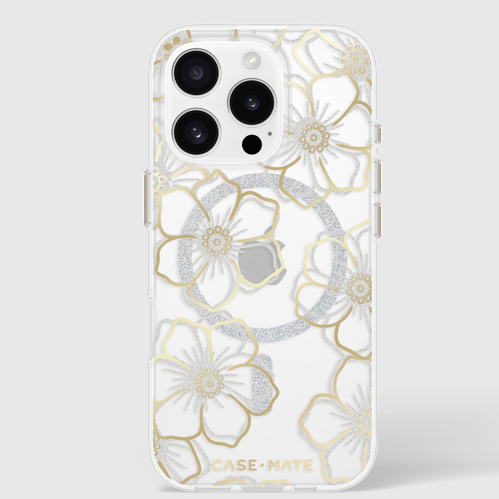 Case-Mate - Floral Gems MagSafe Case for Apple iPhone 16 Pro - Gold Case-Mate - Floral Gems MagSafe Case for Apple iPhone 16 Pro - Gold