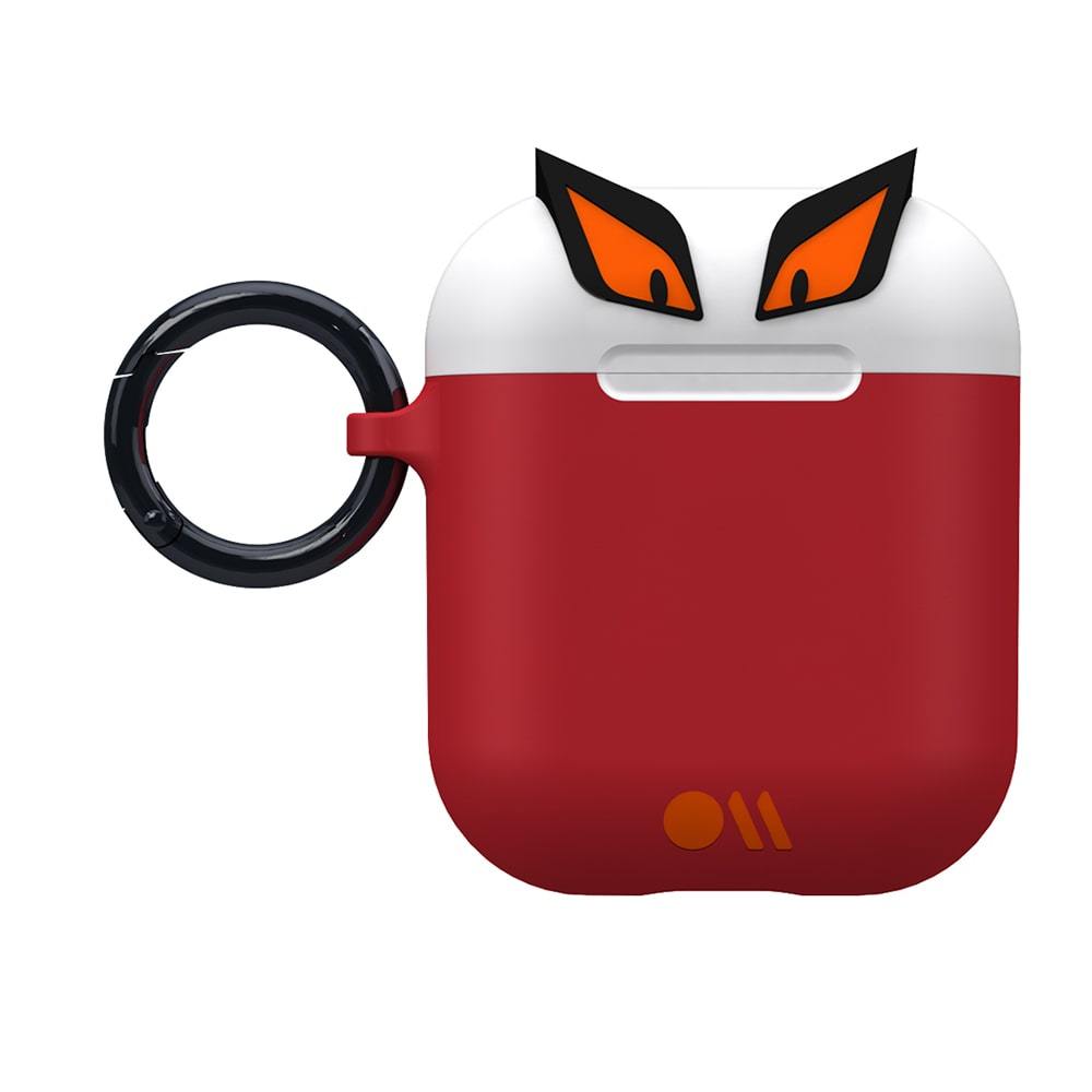 Orange eyed red creature AirPod case figure. color::Edge