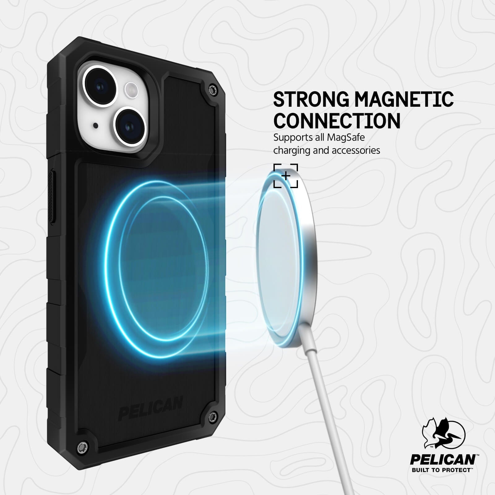 STRONG MAGNETIC CONNECTION. SUPPORTS ALL MAGSAFE CHARGING AND ACCESSORIES.