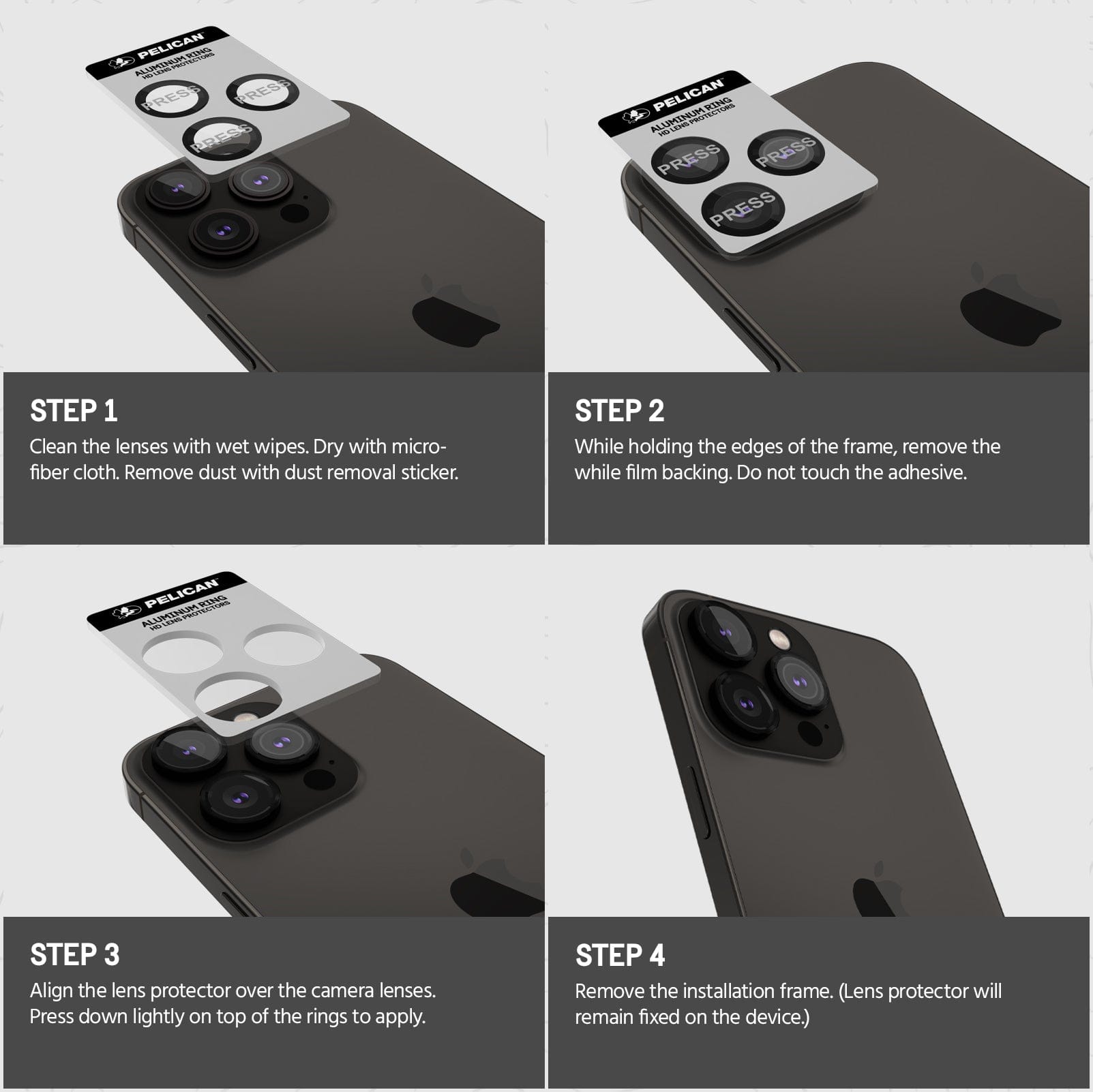 Pelican Aluminum Ring Lens Protector Black - iPhone 15 Pro / 15 Pro Max