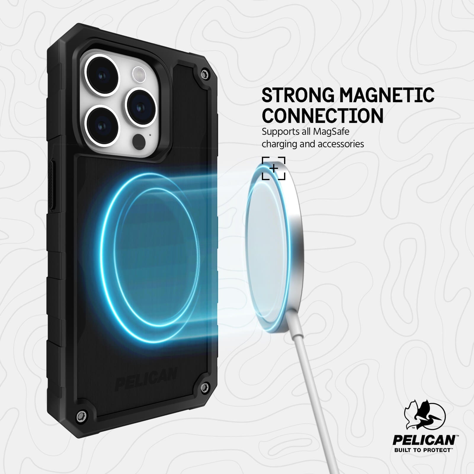 STRONG MAGNETIC CONNECTION. SUPPORTS ALL MAGSAFE CHARGING AND ACCESSORIES.
