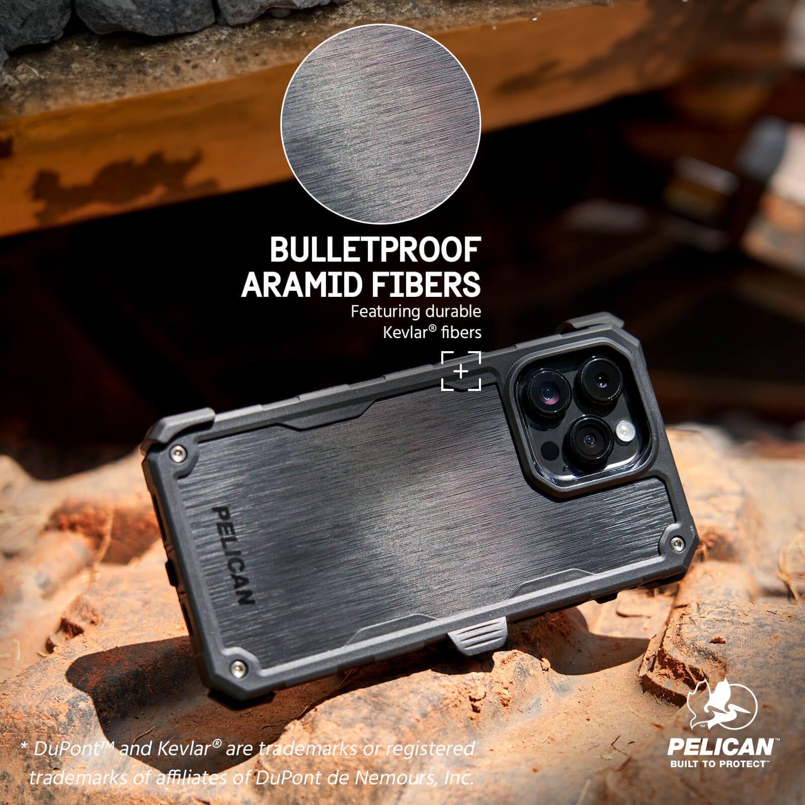 BULLETPROOF ARAMID FIBERS FEATURING DURABLE KEVLAR FIBERS. *DUPONT AND KEVLAR ARE TRADEMARKS OR REGISTERED TRADEMARKS OF AFFILIATES OF FUPONT DE NEMOURS, INC